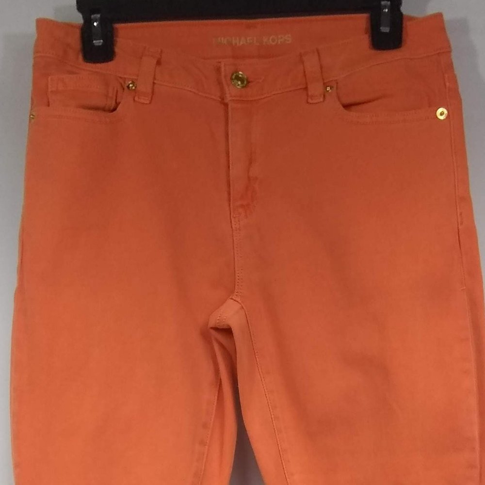 Michael Kors Izzy Skinny Mid Rise Jeans Marigold Size 4 - Picture 2 of 9